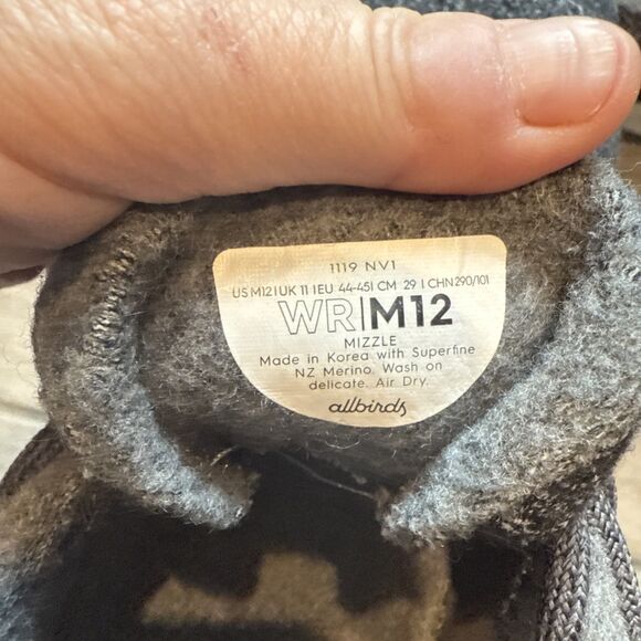 Men’s Allbird Mizzle Running Shoes Sneakers Size 12 Superfine Wool Machine Wash - Picture 7 of 10